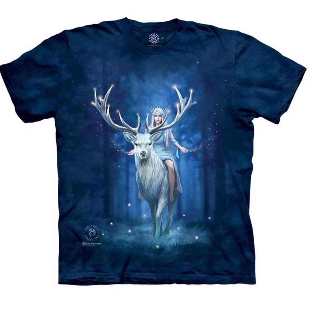The Mountain Fairy Forest Deer Stag Elk Woman Fantasy Ann Stokes T-Shirt 4X